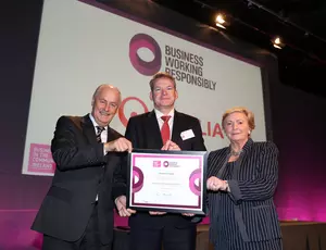 Niall Gleeson, Veolia Ireland, receives the Responsible Business Mark from BITC Ireland