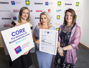 Veolia NI being presented with Silver CORE accreditation from BITC NI