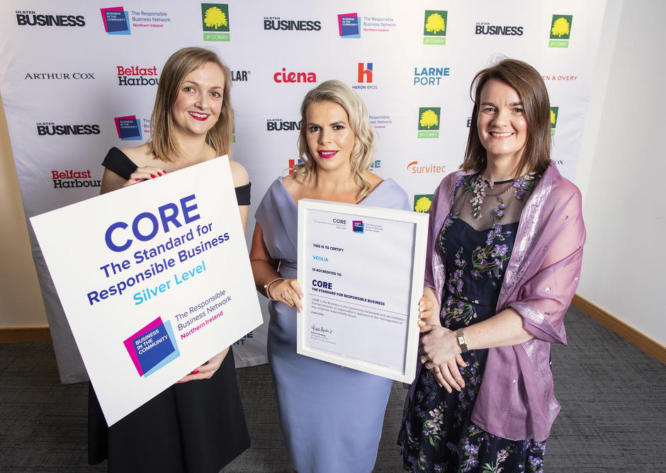 Veolia NI being presented with Silver CORE accreditation from BITC NI