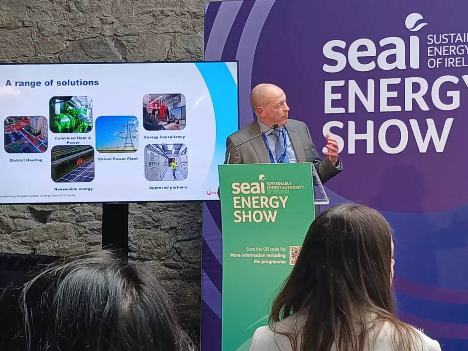 Gary Connor speaking at the SEAI Energy Show Exhibitor Stage