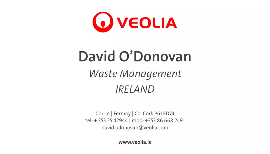 David O'Donovan | Waste Management | Business Card