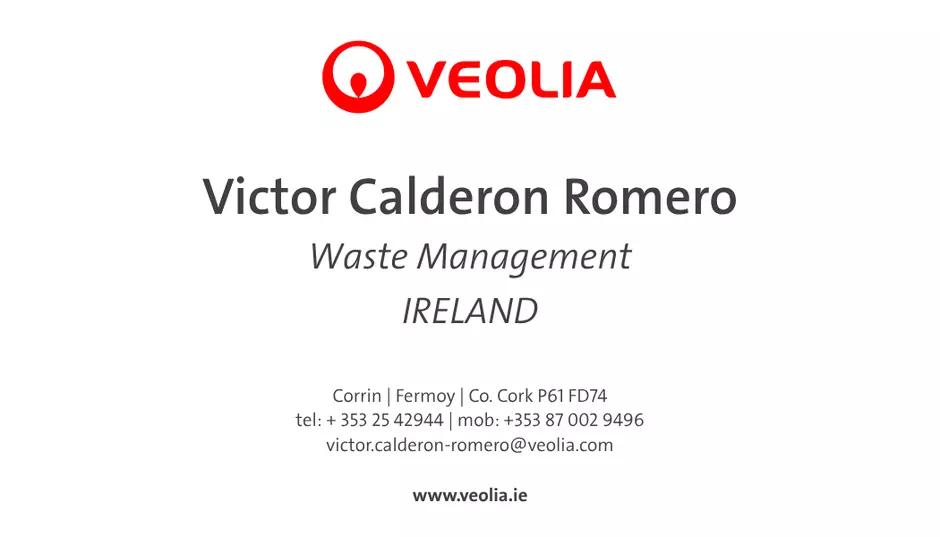 Victor Calderon Romero | Waste Management | Business Card